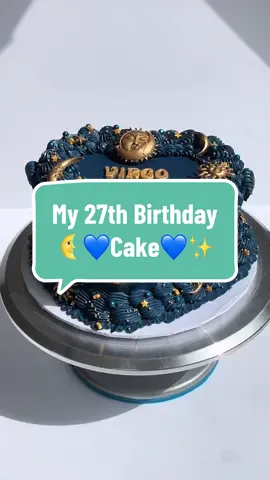 My 27th birthday cake 🌜💙✨♍️ #CakeDecorating #vintagecakedecorating #vintagecake #heartcake #cake #virgocake 