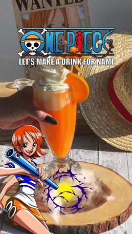 A special drink recipe for NAMI, our clever & gorgeous navigator! 🍊 Orange Mango Float, I wanted to incorporate Nami’s Ocean Bomb Drink which is Mango Sparkling Water, if you can’t find this, substitute with any mango soda 🥭 See my other videos for more ONE PIECE recipe ideas  INGREDIENTS 2 oz Orange Juice 1 Scoop Orange Sherbet Nami’s Ocean Bomb or Mango Soda Whipped Cream Pour orange juice into a tall glass, add 1 scoop of Orange Sherbet, fill glass with Nami’s Ocean Bomb drink and top with whipped cream.  . . . #nami #namionepiece #animedrink #onepiecerecipes #orangesherbert #onepiece #drinkrecipe #animefood #anime #onepieceanime #FoodTok  #onepiecenetflix #namiedit