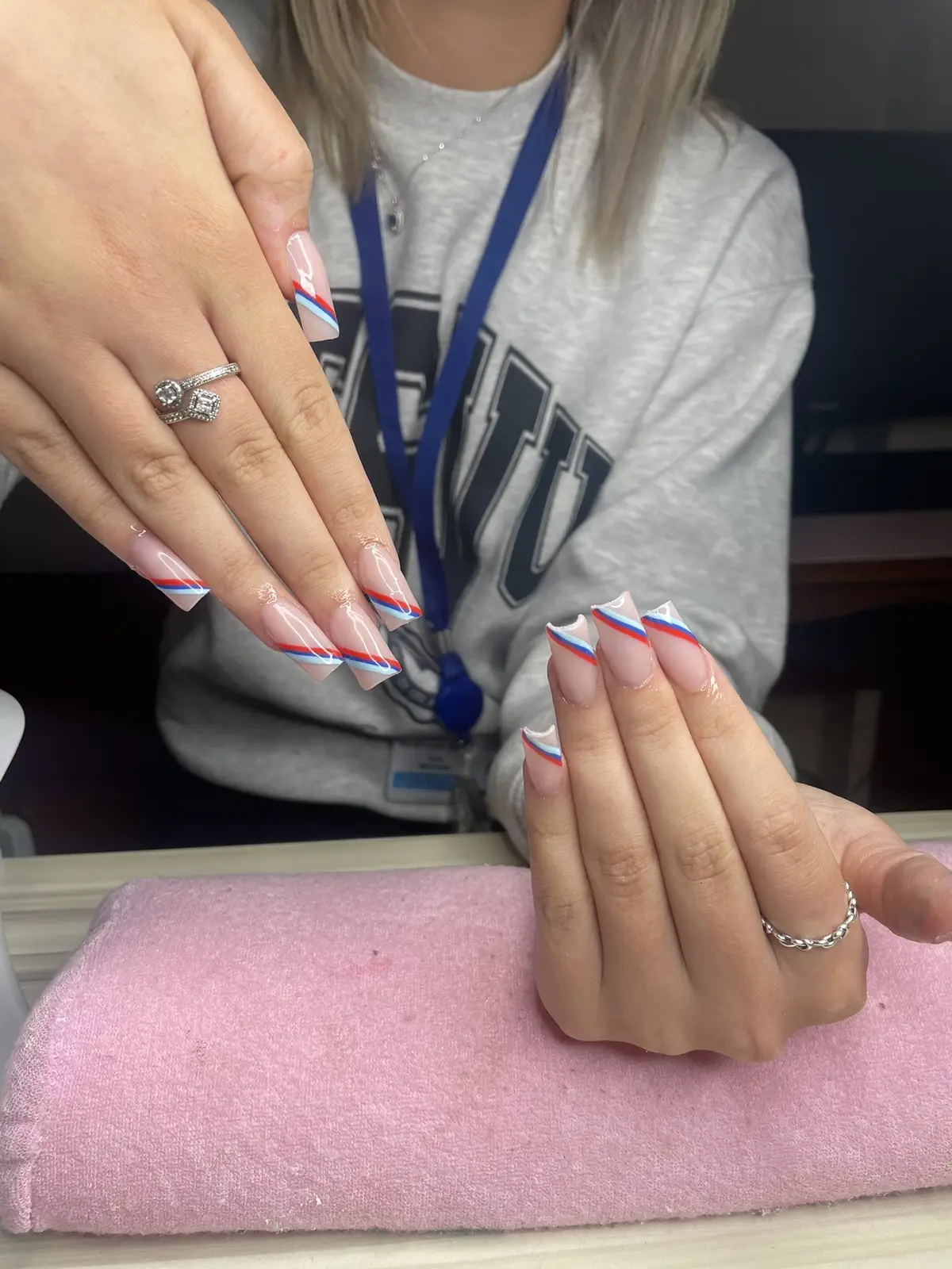 was literally so excited doing this set when she told me its her bfs car and the nails are to suprise him thats so cute #taniacrylics #beginnernailtech #foryou #nailinspo #backtoschool #backtoschoolnails #acrylics #fyp #medwaynailtech #kentnailtech 