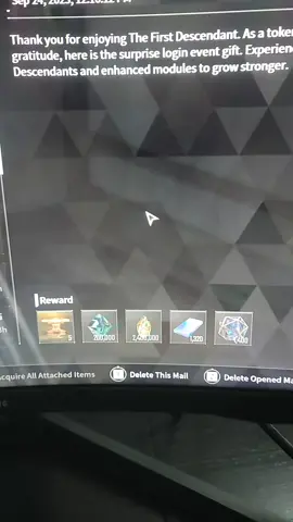 Grab that first descendant beta loot on login, should make the bosses a bit easier #thefirstdescendant #help #beta #mail 