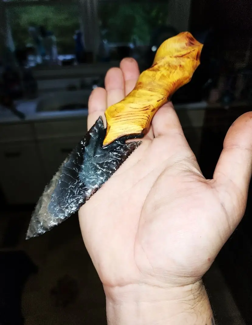 #flintknapping #glass #obsidian #dagger #handcrafted #fyp