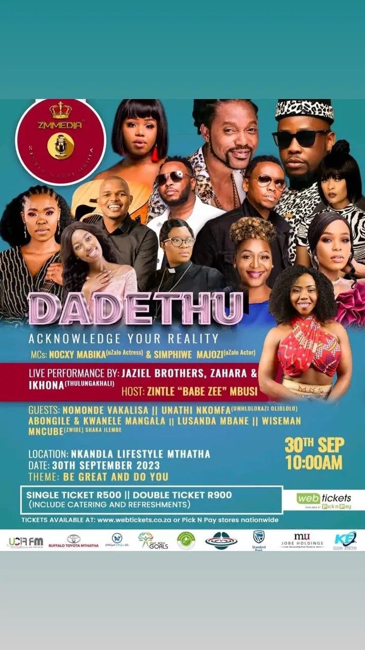 Mam'Nkomfa (Umhlolokazi Olidlolokazi) is coming to Mthatha on the 30th September 2023 for the DADETHU Empowerment event by Zintle Babe-Zee Mbusi 🔥🔥🔥🔥🔥 Event will be in Nkandla Lifestyle Mthatha  Mthatha Family see you there🔥  Full Details on the poster.