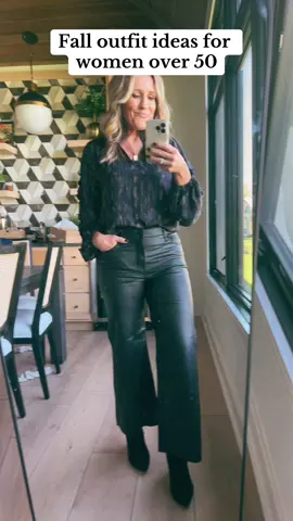Fall outfit ideas for women over 50. 🍂  How to style wide leg pants 🍁 Over 50 style ideas fornl fall for work or a night out  #fahionover50 #styleover50 #over50style #over50withstyle #falloutfitideas #whattowearover50 
