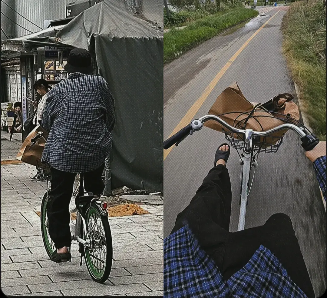 He just a simple man ride a bike 🚲 shopping a clothes 🥹💜🥹#kimnamjoon #RM #namjoon #foryoupage #bighit_official_bts #fypシ #bts 