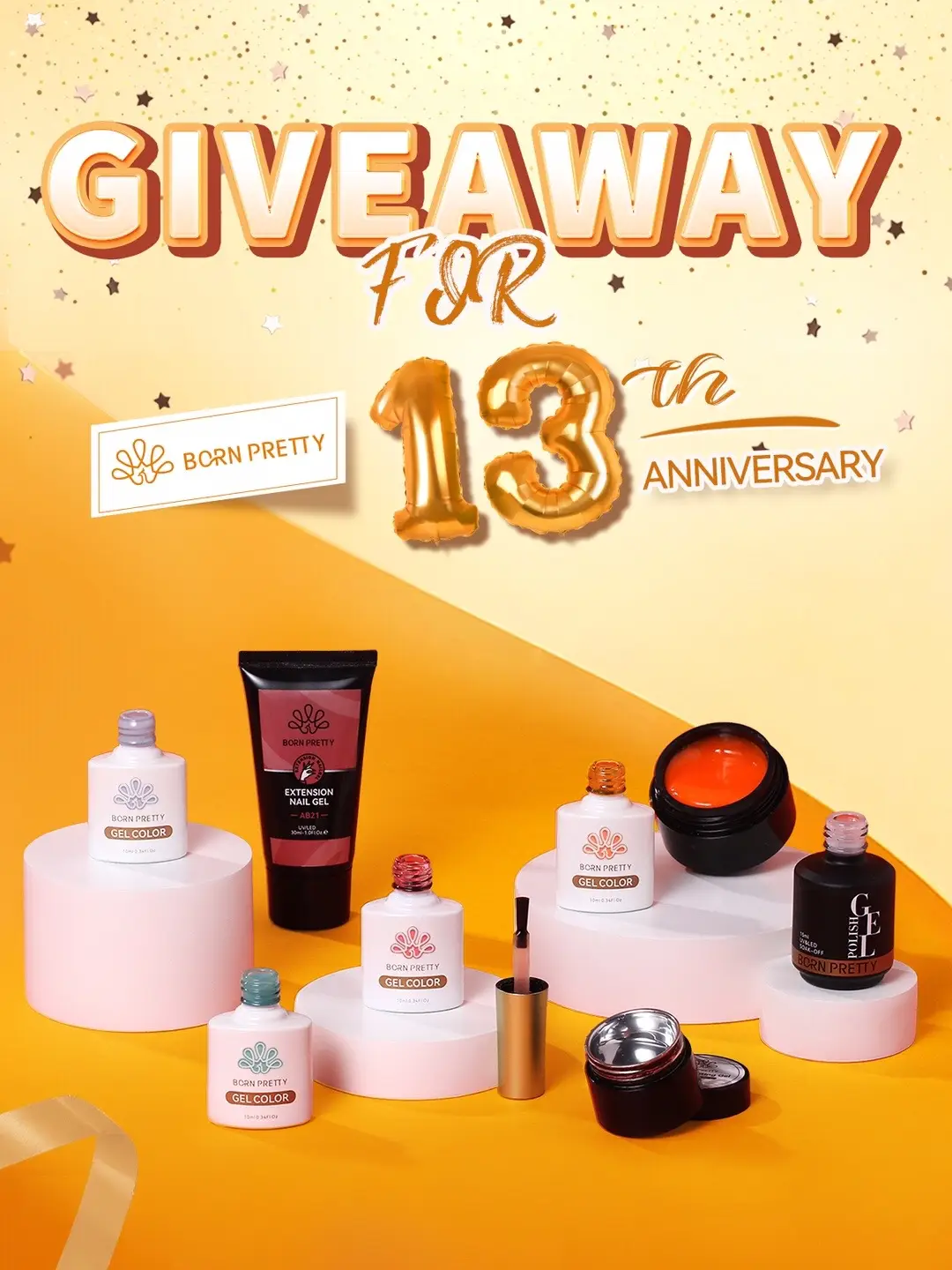 🎊Happy #bornpretty13th anniversary!😍🎊Show your original nail art using #bornpretty nail gel to win your prize!💅💖 #allshineonme #nailart #nails #nailgel #naillover #BORNPRETTYpassion #surprise #giveaway #nailinspo 