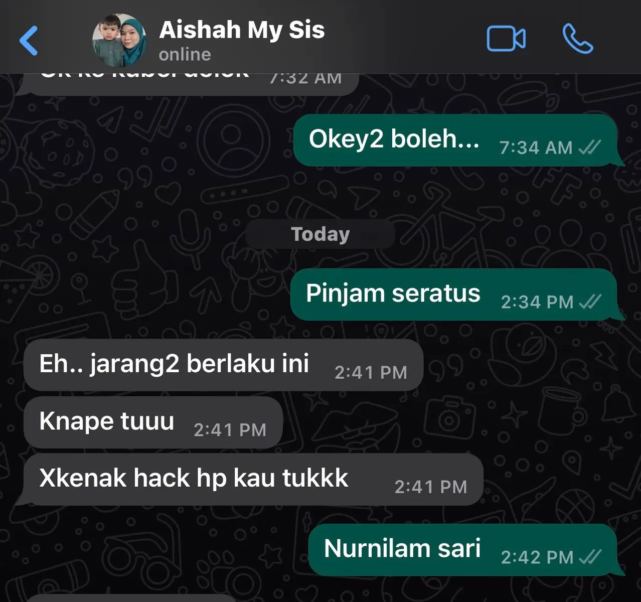 Sabila muka ko jarang minjam waima ngn beradik🤣🤣... selalu pinjam tanpa bayar ngn laki ajak...