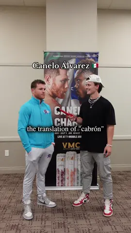 Spanish lessons with the 🐐 Canelo Álvarez🔥🥊 Who you got this Saturday… Canelo or Jermell Charlo?? 👀 I’ve heard “cabrón” used in all sorts of contexts so it’s good to get clarification on what Canelo means every time he says it 😂😂 Huge shoutout to @Showtime Boxing for having us out to cover this INSANE FIGHT!! You can cop the PPV to watch the fight LIVE at the link in our bio 🫡 #spanish #english #canelocharlo #boxing #canelo #mexico #showtimeboxing #knockout #fight #boxeo #gringo 