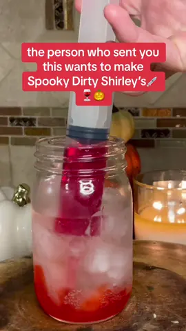 Draculas favorite cocktail… Spooky Dirty Shirley’s 💉🩸🧛‍♀️🍷 Send this to someone you want to make these with!🎃✨👻  #dirtyshirleys #spooky #cocktail #spiked #halloween #festive #fall #fun #drinkideas