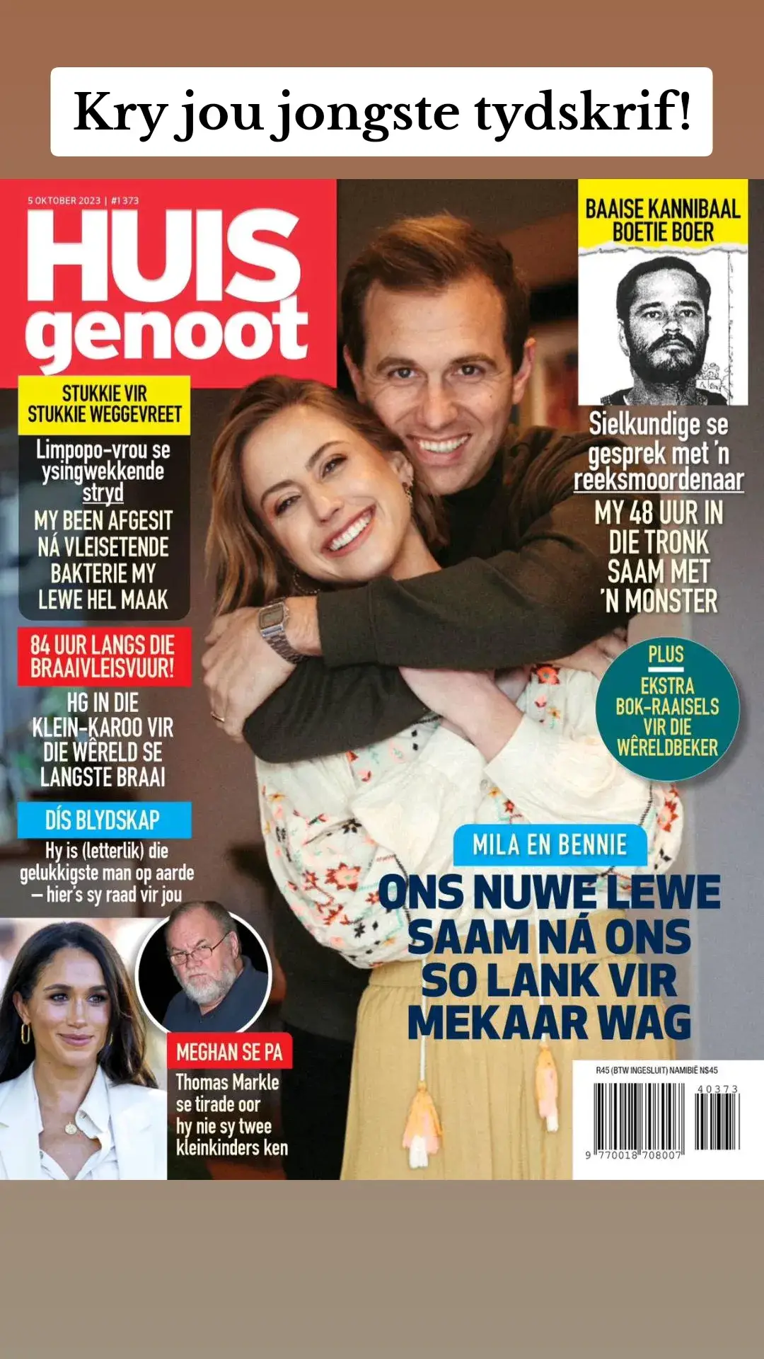 Nou beskikbaar op die winkelrakke en aanlyn. 🗞️ #huisgenoot #frontpage #cover #magazine #nuus #fyp #afrikaans #afrikaanstiktoks 