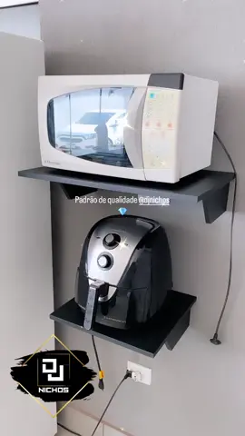 Suporte microondas + suporte air fryer 🖤 #arteemmdf 