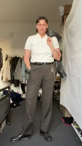 Whole fit thrifted including belt and shoes 🗣️ #lesbian #butch #transmasc #OOTD #thrift 