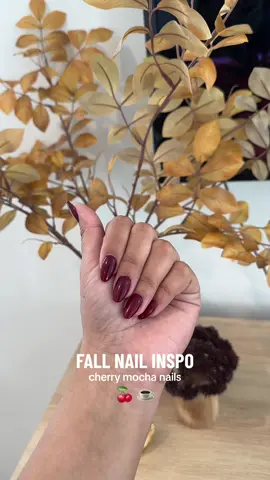 FALL 2023 NAIL INSPO I love when people come out witj cute names for nail trends! Why call it burgundy when it can be *cherry mocha* ?! #cherrymocha #cherrymochanails #fallnails #fallnailinspo #fallnailinspo2023 #fallnails2023 #nailinspo #burgundynails #almondnails #almondnailinspo #fallalmondnails 