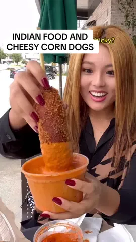 Eating Indian food with cheesy corn dogs for the first time but we all know the butter chicken was the best part… #fyp #foryoupage #mukbang #food #eating #indianfood #corndog #cheese #noodles #chicken #viral #satisfying 