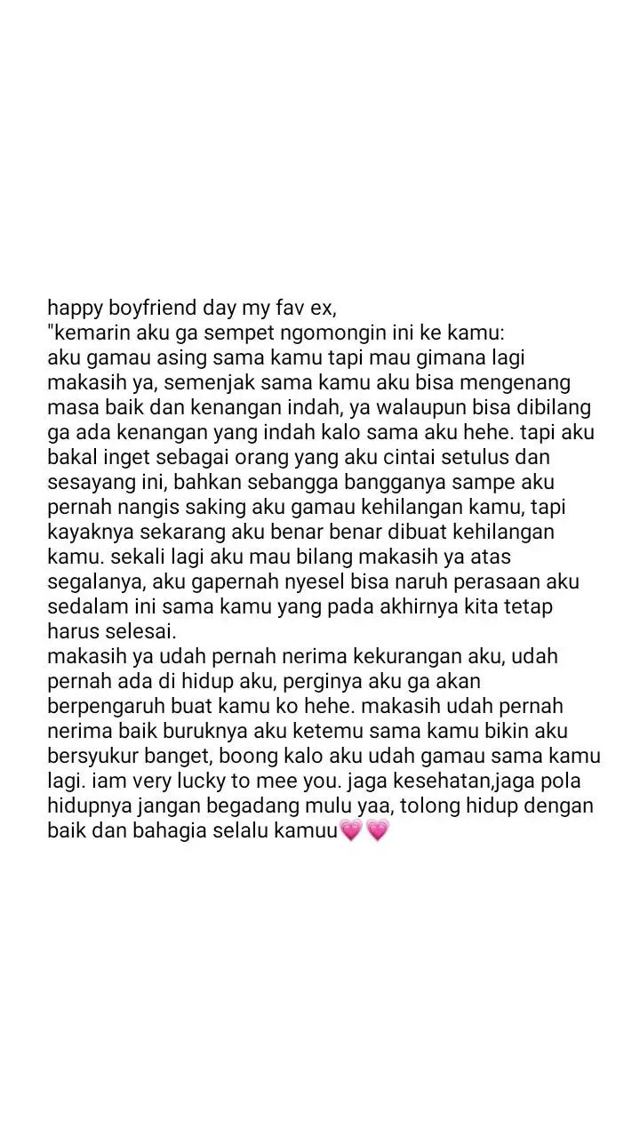 maaf ngga bisa ngucapin secara langsung karna aku menghargai pacar barumu:) #xyzbca #3oktober#happyboyfriendex #fyp 