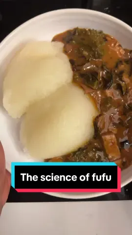 DISCLAIMER: I didn’t make cassava fufu (also known as akpu or water fufu) the traditional way. In the abroad, you have to make a few adjustments to make this the proper way so I will include some details on what I changed and what was kept the same.  Buying the cassava/yuca I purchase my cassava from my local grocery store but you can find them at Asian stores, Latin American stores or African stores Fermentation I peeled and cleaned my cassava then placed it in a container with clean filtered water. Tap water, especially hard water in many apartment buildings, has extra minerals that might not be best for optimal fermentation. Please submerge all the cassava underwater, otherwise, mould will grow. Ferment for 5-10 days in a warm environment or till bubbles start to form on top.  Blending and Prepping Traditionally, people would strain the cassava into a lot of water to remove the roughest part of it, but blending does a pretty good job. I strain the mixture into a cheesecloth and strain out as much water as possible. Placing weights on top really helps. When you strain, you are also going to be taking out the starch of the cassava which Nigerians use for a separate swallow. The chaff left in cheesecloth and be portioned and frozen Cooking Traditionally the leftover chaff is shaped, partially steamed, pounded, partially steamed, and then pounded again till everything is well cooked. We do not have the luxury of this in the abroad so we just resolve to using the pot and a good ole wooden spoon. The fufu is heavy and does require some arm work but it is worth it. Started by mixing with a little bit of water and then cooking at low heat. Once everything had come together, I added some water to cook it through and just continue to cook the fufu till everything was translucent. Let it cool down to hold on to its shape before serving. #fufu #cassavafufu #nigerianfood #waterfufu #westafricanfood #fyp 