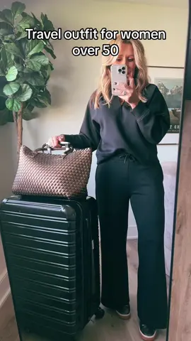 Travel outfit idea for women over 50 ✨ This fabric is so soft and this set looks put together and is still comfortable.  where is your favorite place to visit?  Our favorite trip was Italy 😍