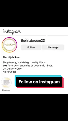 Follow us on Instagram @thehijabroom23. Premium quality hijabs  Hijab boxes Reels Pictures  Giveaways  Customer reviews 