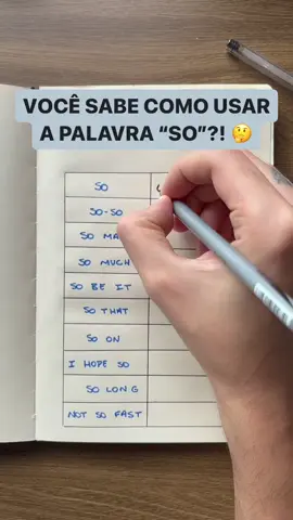 Palavras pequenas podem significar muito mais do que parece caber dentro delas 👉 Nesse post eu quis explorar os diversos usos da palavra “so”.  🤔 Tem alguma outra expressão que você conheça com “so”? 🚨 Aaah e não se esqueça que se você busca o inglês pra crescer profissionalmente, eu tenho os seguintes materiais disponíveis de forma GRATUITA: 1️⃣ Como Escrever E-mails de Trabalho em Inglês? 2️⃣ 150 Verbos Mais Comuns em Inglês e Como Usá-los 3️⃣ Lista Organizada de Verbos Irregulares 👉 Para baixar os arquivos é só clicar no link que está disponível aqui na minha bio :) #inglesparatrabalho #ComoAprenderIngles #inglesfacilerapido #inglesonlinegratis #dicadeingles 