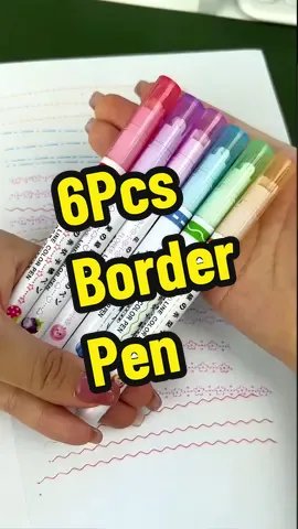 6pcs Curve pen flower-shaped outline pen | quick-drying highlighter color pen marker! #fyp #borderpen #schoolitems #schoolsupplies 