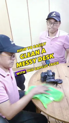🧹🧽🧼 How to easily clean a messy desk with this Capcut trick: First, record yourself wiping an empty desk in a circular motion. Then, place an object on the desk for a few seconds. Open Capcut and start a new project. Select the recording and tap on ADD. Move the timeline forward till the object is on the desk. Select the clip and do a split. Select the first split portion and tap on OVERLAY. Select the overlay, tap on MASK, and Split Mask.  Adjust the Split Mask to reveal the messy desk and yourself on the same screen. Select the overlay and make a copy. Move the overlay copy under the original. Select the overlay copy, tap on MASK, and Circle Mask. Move the Circle Mask over your wiping hand. Adjust the circle size to fit the wiping motion.  Before the first wipe touches the object, tap the diamond to lock its position. When the wiping motion crosses the object, resize and reposition the Circle Mask. Repeat that for every single wipe. Type YES if you want the full tutorial. Otherwise, playback and watch.  #LearnOnTikTok #CapCut #videoediting #tutorial #capcuthack #deskcleaning #deskorganization #cleaningtips #cleaninghacks #cleaningsatisfying #cleanwithme #cleaningtiktok #cleaningreels #cleaningtutorial 