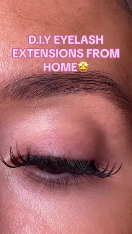 D.I.Y eyelash extensions from home🤩 STYLE: ALMA BLACK 14mm #lashribbons #diyeyelashextensions 