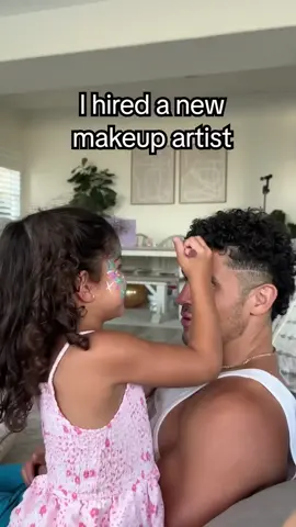 Daughter doing Dads makeup