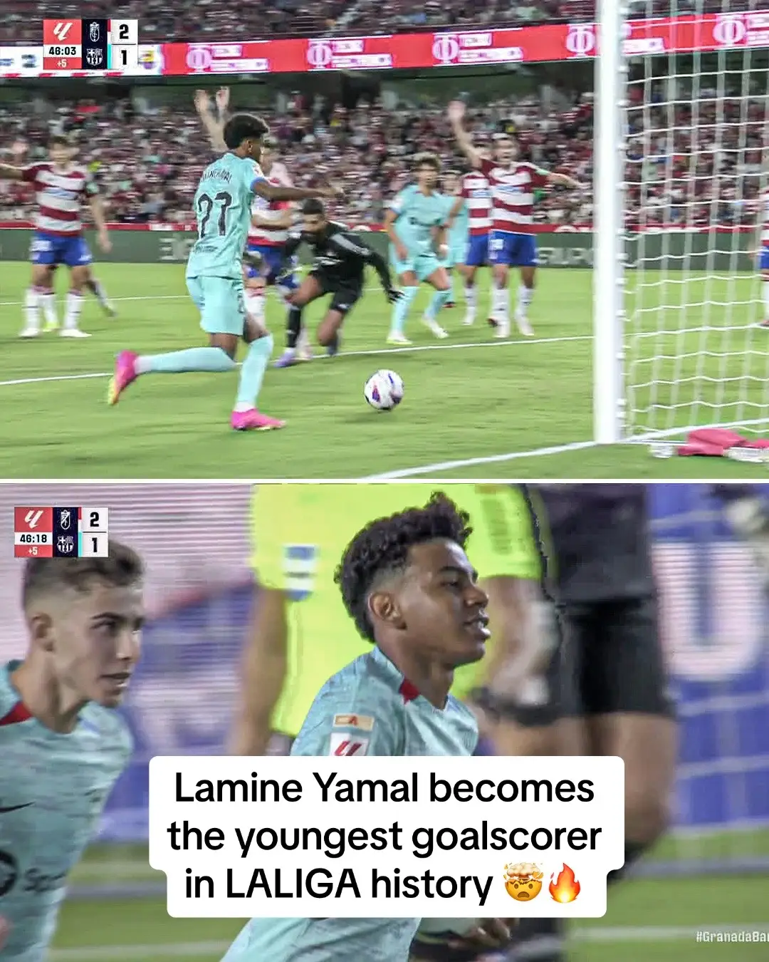 #LAMINEYAMAL IS THE YOUNGEST GOALSCORER IN #LALIGA HISTORY 🤩 #barcelona #football #futbol 