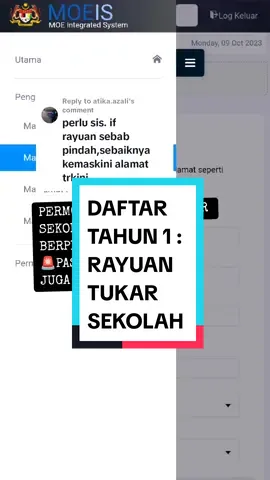 Replying to @atika.azali  Permohonan Rayuan Tukar Sekolah > Jika alasan mohon kerana berpindah, pastikan kemaskini juga alamat terkini. 📌Panduan kemaskini alamat dalam idME >@AtikaAzali 📌Cara Permohonan Rayuan Tukar Sekolah Tahun 1 > @AtikaAzali  #moe #idme #daftarsekolahkpm #daftarsekolahonline #daftarsekolah #tahun1 #kpm #daftartahun1 #rayuantahun1 #tahun12024 #kementerianpendidikanmalaysia 