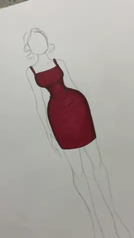 ♥️.. كل ما المانيكان يبقي صح كل ما الفستان هيطلع اجمل 🫶🏻 So practice this well  #drawing #artist #sketch #red #dress #illustration #explore #art #artistatiktok #artwork #fashion #fypシ #fyp #اكسبلور #لك #رسم #فستان 