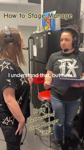 Maria teaches Ruby the tricks of the trade for International Stage Manager Day #stagemanager #stagemanagersoftiktok #internationalstagemanagerday #foldinthecheese 