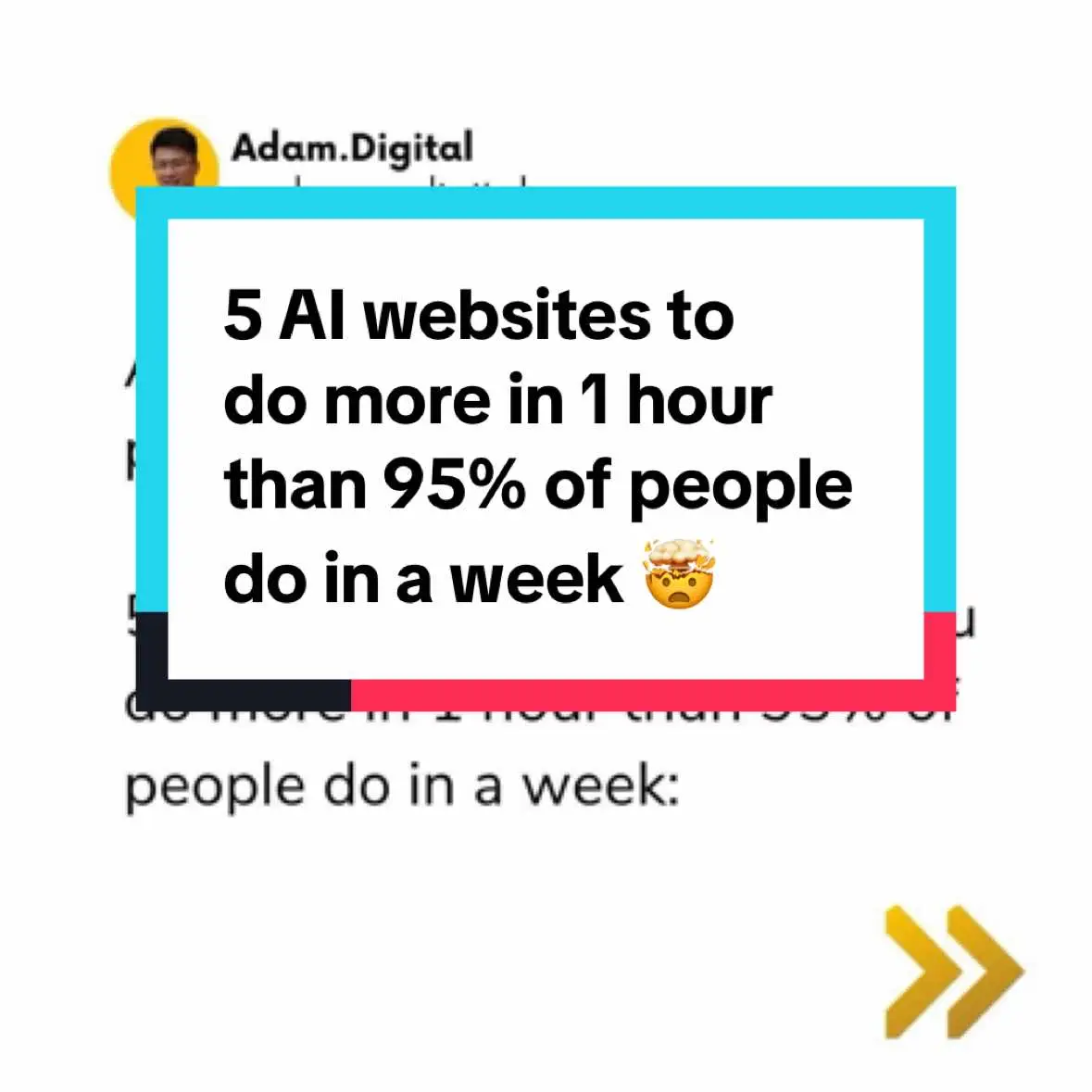 5 AI websites that will help you do more in 1 hour than 95% of people do in a week #ai #chatgpt #adamdigital #adamdigital 