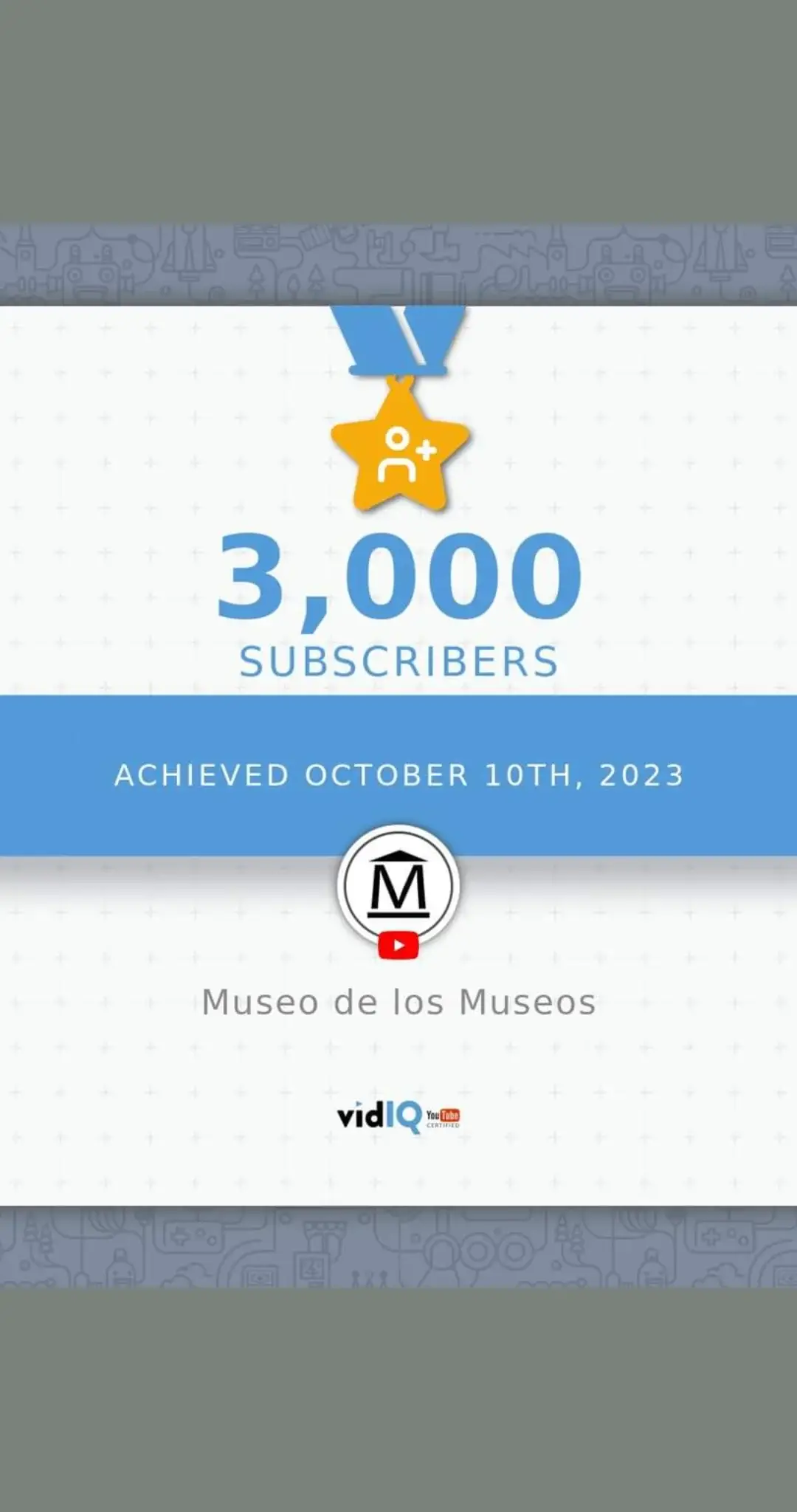 Ya somos 3.000 en el Canal de Youtube de Museo de los Museos donde coleccionamos museos. A puro amor creamos la comunidad dedicada a los museos y la museología en español, más grande, pero sobre todo más humana de la región. Te invito a suscribirte https://www.youtube.com/@museodelosmuseos