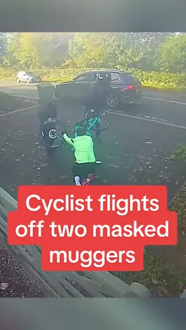 A cyclist flights off two masked muggers as woman armed with shovel comes to help #dailymirror #breakingnews #news #cycling 