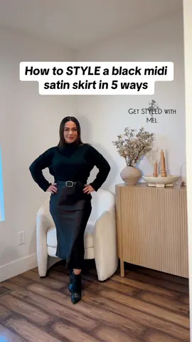 HOW TO STYLE your black midi skirt in 5 ways to look chic for any outing, DAY or NIGHT. Which is more your style? 1,2,3,4 or 5?? Comment below 👇🏼  Skirt- @H&M  #OOTD #howtostyle #blackmidiskirt #styling #getstyled #stylingtips #fashion #fashionstyle #fashionstylist #fallwardrobe #fallfashion #fallstyle #styled #stylist #wardrobestylist #outfits #outfitstyle #outfitgoals #getstyledwithmel 