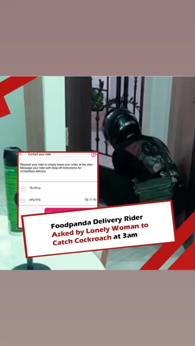 She was home alone, and he was all she needed... to help catch a cockroach. This Food Panda delivery rider stumbled on perhaps his strangest delivery when a customer sent him photos of a cockroach in her home and asked for assistance to handle it. When he reached her place at around 3.30am, the frightened customer handed him a can of insecticide. However, he calmly used a tissue to pick up the cockroach and dispose of it. Then, just as quietly as he came, he left. The customer, GermainIce, said she wanted to tip the delivery rider for coming to her rescue. Unfortunately, she couldn't because the delivery had been marked as completed on the Foodpanda app. She hopes that Foodpanda will be alerted to the incident and reward the kind delivery rider. More: https://redwiretimes.com Follow us! https://facebook.com/redwiresg https://instagram.com/redwiresg #singapore #foodpanda #sgviral #tiktoksg