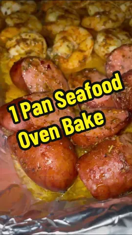 1 Pan Seafood Oven Bake! Link in bio to purchase seasonings #seafoodbake #seafood #fyp #viraltiktok #onthisday #tiktokfoodie 