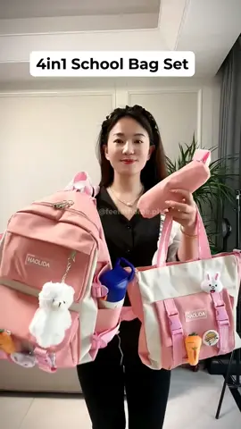 4in1 Cute School Backpack Set Bag for Girls #bagsforwomen #backpackforwomen #tiktokshop 