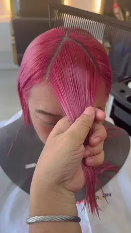 Pink Hair Don’t Care 💕 #hecktorsalon #hairstyle #curtainbangs 