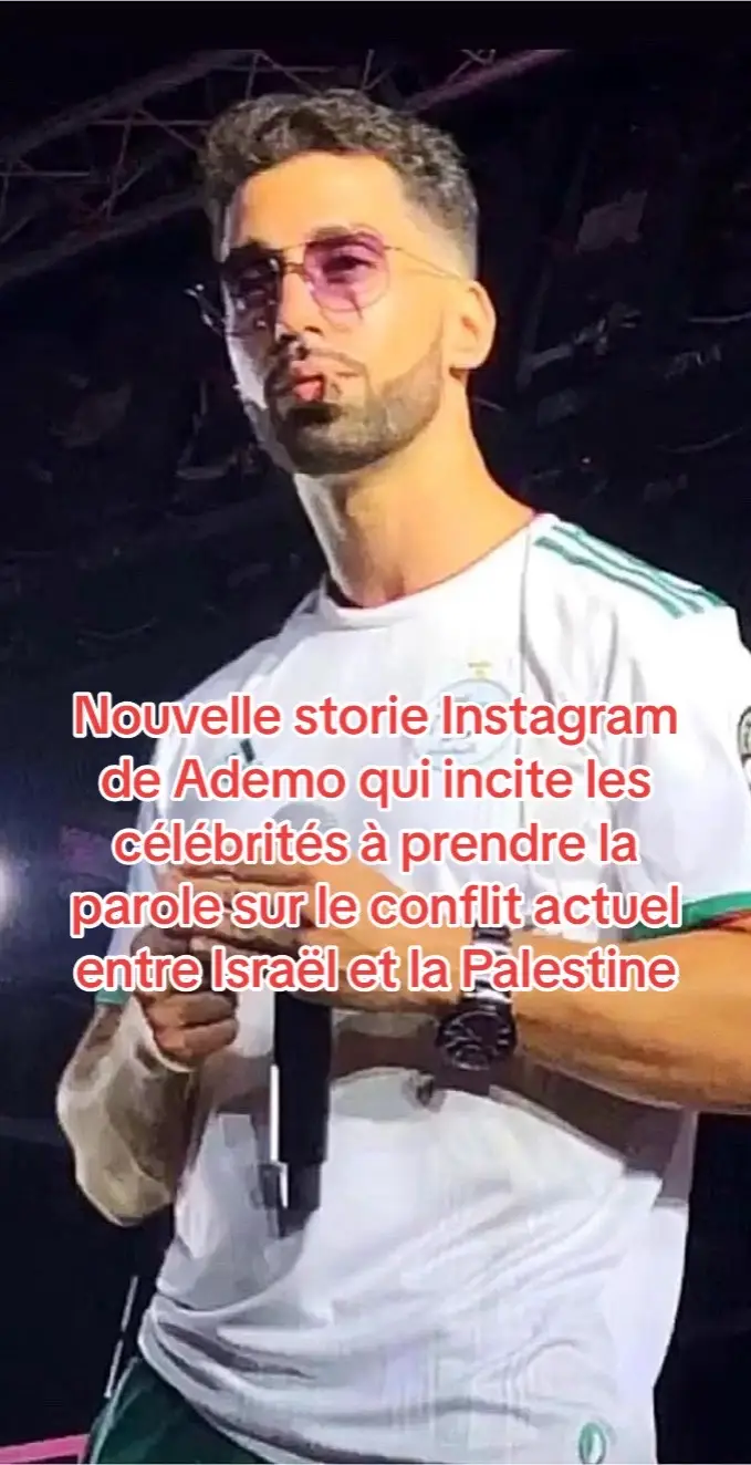 Nouvelle storie Instagram de Ademo qui incite les célébrités à prendre la parole sur le conflit actuel entre Israël et la Palestine  #pnl #ademo #instagram #palestine #israel #qlf 