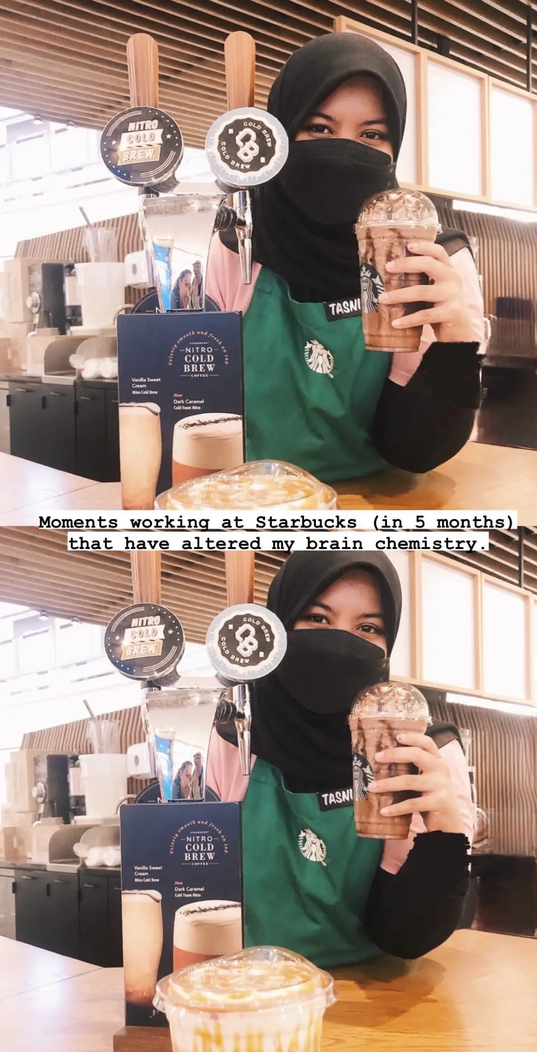 I’ve gained so many knowledge, memories and WEIGHT during my time here 🥹🤍 #starbucks #barista #baristatok #starbuckstok 