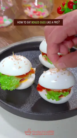 How to eat boiled eggs like a pro? Trending mini boiled egg burger recipe in China. Have u ever seen it before? #Recipe #cooking #chinesefood #eggrecipe #burger 