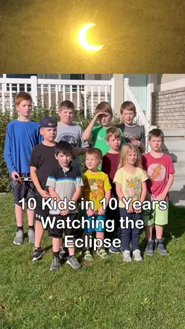 With many of you, this is what we did on Saturday, watching the eclipse.   #10kids #largefamily #bigfamily #eclipse #eclispe2023 
