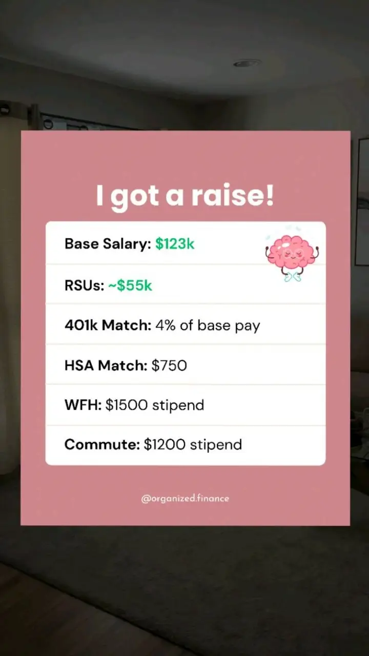 Finally! My manager told me about the promotion nearly a month before he told me how much my pay would be increasing 👀 I thought that was strange, but a lot of people say it's just due to company budget cycles 🤷‍♀️ One of the major reasons I wanted to find a new role at a different company is because I knew I could make more money elsewhere. I still think I could make more money at a different tech company, but I don't feel as bad about the gap now 💪 (There are ~other~ reasons I still think I should get a new job. I recorded a whole podcast episode about it - 🔗 in bio) Note: For RSUs, I have a mix of grants - some with a specific number of shares I'll receive, and some with a value amount I'll receive. I'm just estimating the total annual value based on the current value of my company's stock 😵 #goals #personalfinance #finance #womenwhoinvest #investing #invest #investingforbeginners #millenialmoney #travel #creditcards #points #richlife #save #womenandmoney #budget #budgettools #creditscore #financialindependence #journeytofire #financialgoals #debtfreecommunity #millionairemindset #frugal #firecommunity #wealthbuilding #financialfreedom #sinkingfunds #emergencyfund #techlife #techlifestyle 