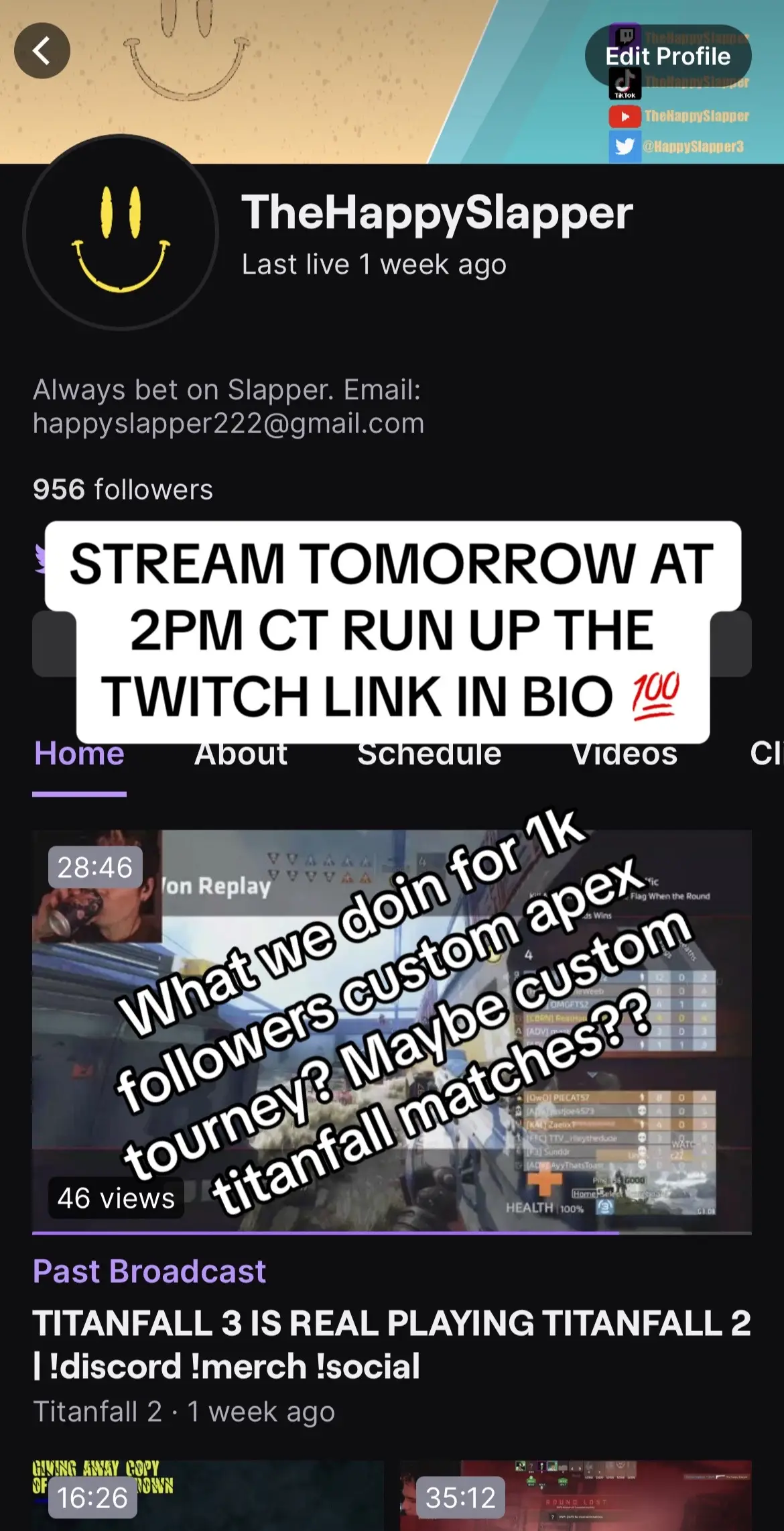 Stop by say hi join my discord for stream alerts too also will post video before im live #thehappyslapper #droptitansnotlegends #apex #apexlegends #titanfall #titanfall2 #titanfall3 #apexlore 