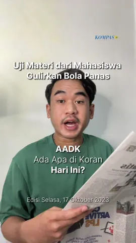 Uji materi Undang-Undang Pemilu terkait batas usia capres dan cawapres yang diajukan Almas Tsaqibbirru Re A, mahasiswa Fakultas Hukum Universitas Surakarta, menjadi bola panas politik Tanah Air. #AdaApadiKoran #MenjadiLebihBerkelanjutan #dailywithKompas #MahkamahKonstitusi 