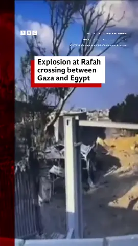CCTV footage which has been verified by the BBC appears to show the moment an airstrike hits the Rafah crossing on Monday. #Gaza #GazaStrip #RafahCrossing #Israel #Egypt #BBCNews