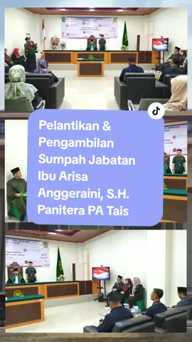 Selasa, 17 Oktober 2023 Pelantikan dan Pengambilan Sumpah Jabatan Ibu Arisa Anggeraini, S.H. yaitu Panitera Muda Hukum Pengadilan Agama Arga Makmur menjadi Panitera Pengadilan Agama Tais Kelas II  [PENGADILAN AGAMA ARGA MAKMUR KELAS IB] #pelantikan #sumpahjabatan #panitera #argamakmur #tais #fyp #mahkamahagung #pengadilanagama #CapCut #indonesia #