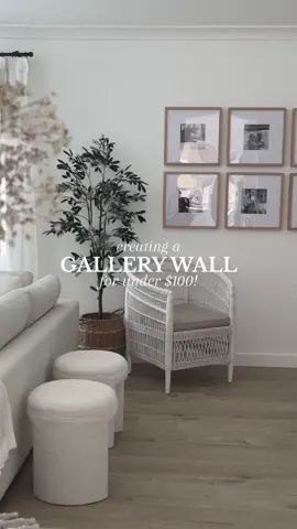 Creating a photo gallery wall for under $100 🙌🏽 I bought 6 of the @kmart australia new Beachport oak look frames for only $12 each! #kmartfinds #kmartaustralia #kmarttiktok #livingroomideas #gallerywall #kmartaus #kmarthomefinds #kmarthomestyling #kmarthomewares 