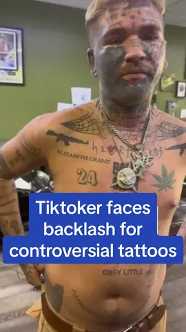 A tiktoker is facing backlash for his controversial tattoos #fyp #tiktoker #tattoo #ink #controversial