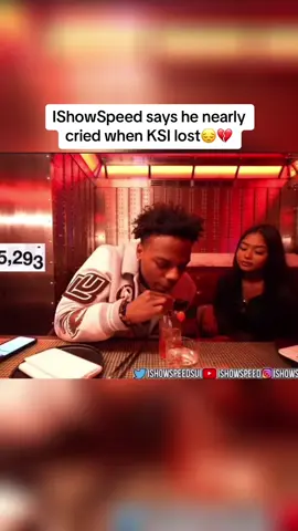 IShowSpeed says he nearly cried when KSI lost😔💔 #ishowspeed #ishowspeedlive #ishowspeedclips #ksi #foryoupage #fyp #foryou #viral 